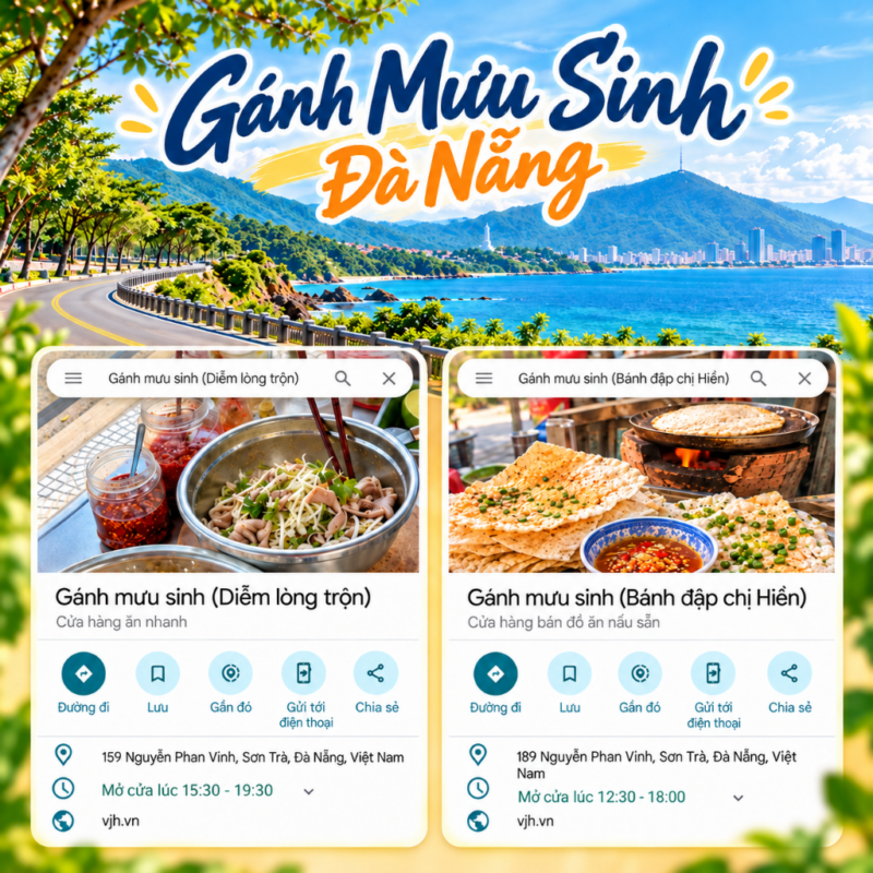 Gánh Mưu Sinh Đà Nẵng, Bánh đập chị Hiền, Diễm Lòng Trộn, Gánh hàng rong Đà Nẵng, Ẩm thực đường phố Sơn Trà